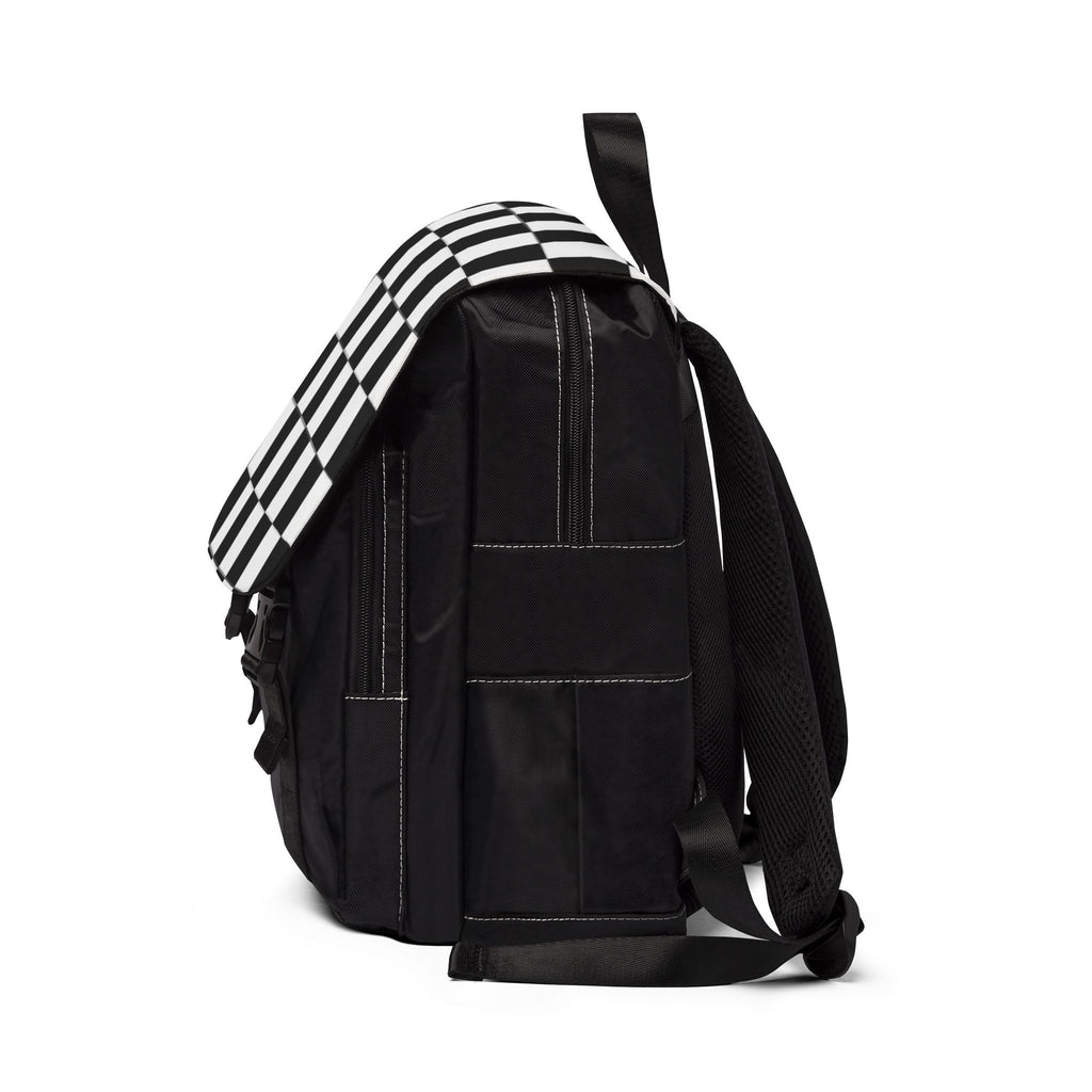 Checkered Black & White Shoulder Backpack