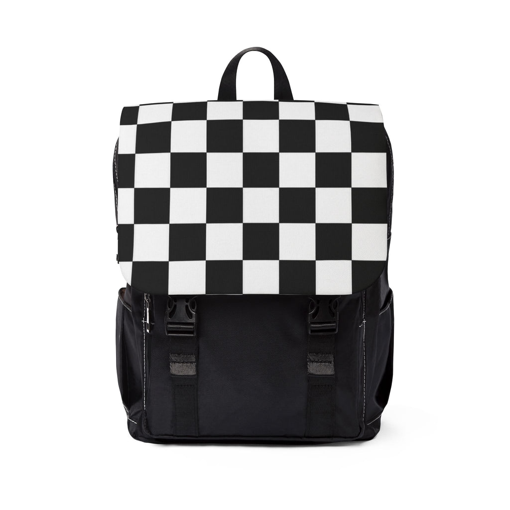 Checkered Black & White Shoulder Backpack