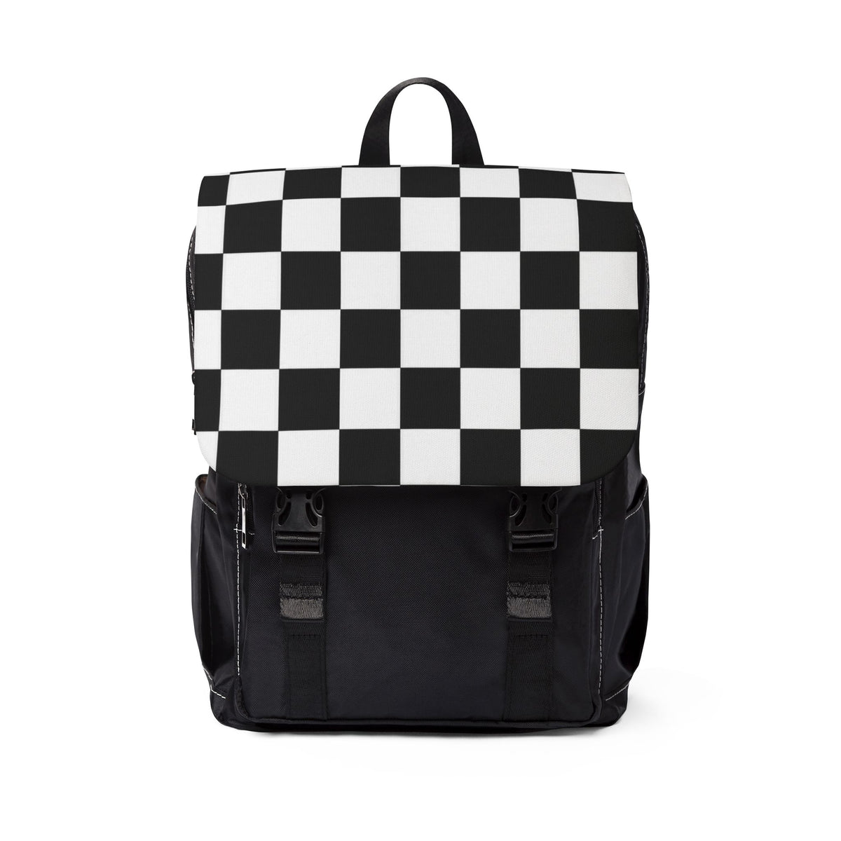 Checkered Black & White Shoulder Backpack