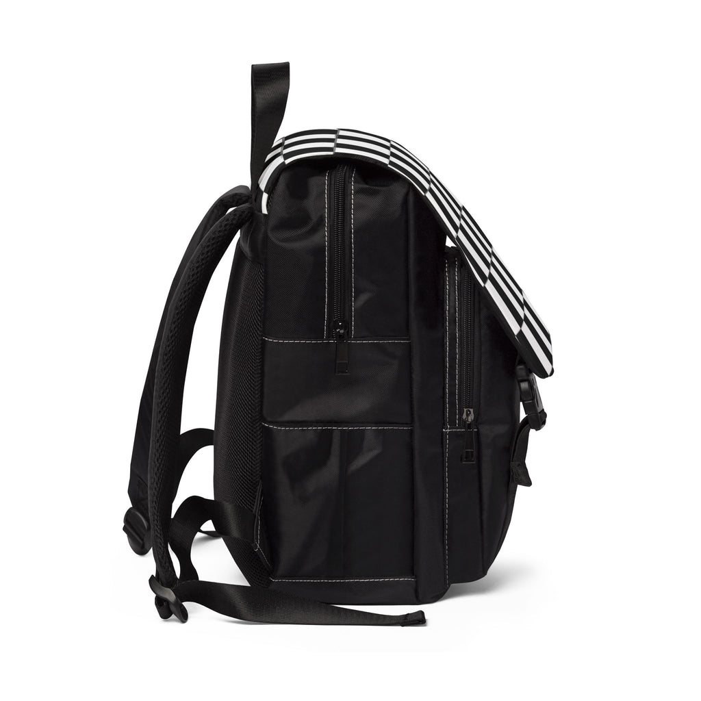 Checkered Black & White Shoulder Backpack