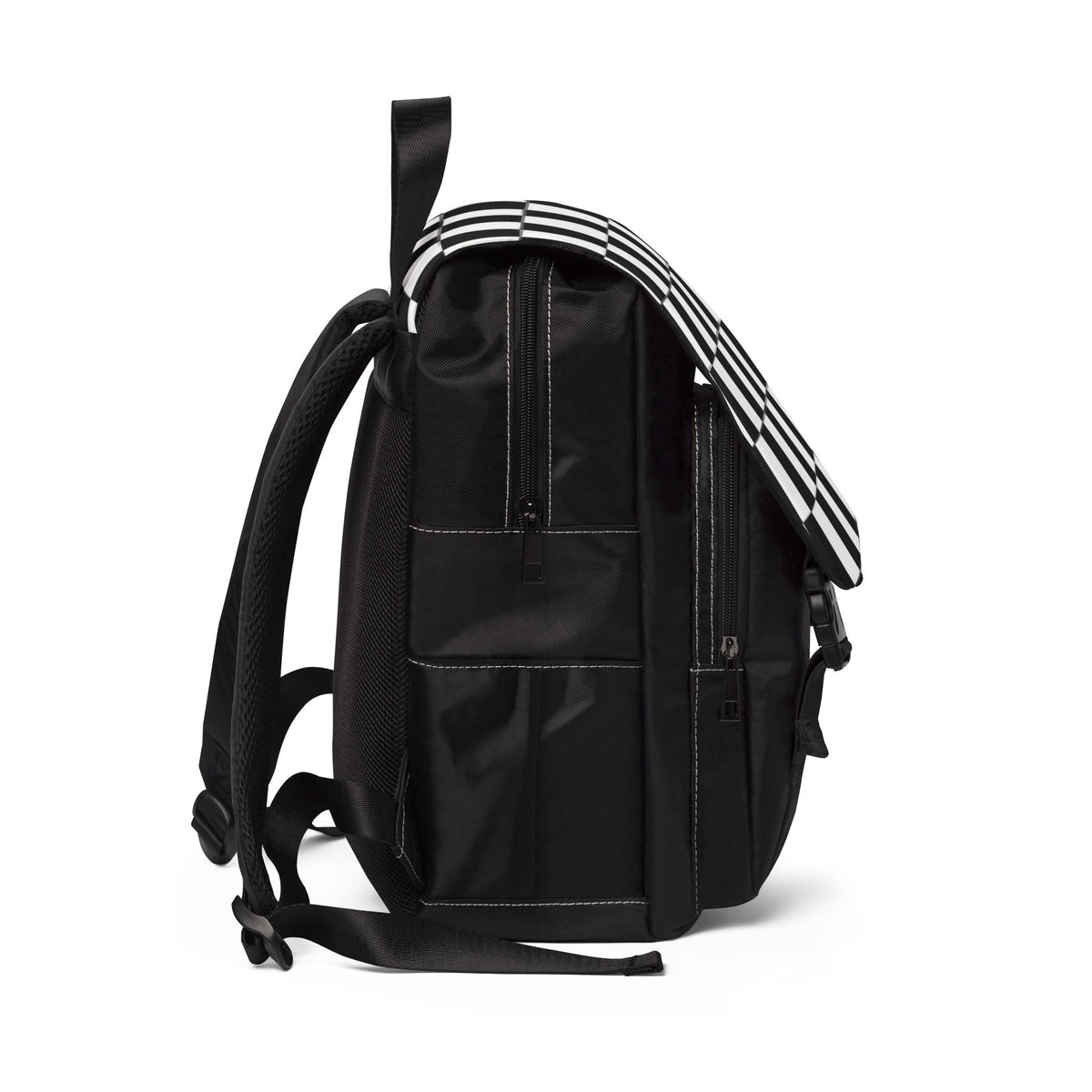 Checkered Black & White Shoulder Backpack