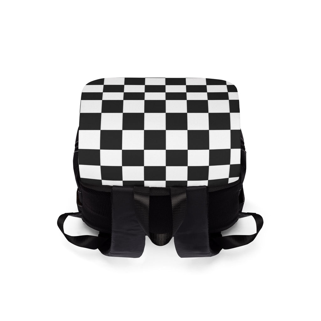 Checkered Black & White Shoulder Backpack
